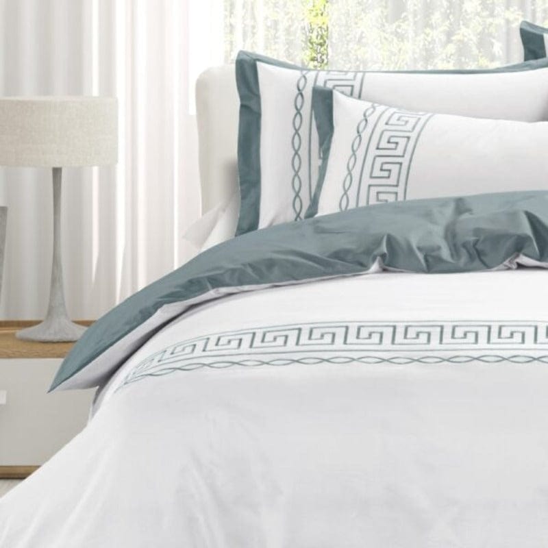 Egyptian Cotton Duvet Cover Queen Egyptian Cotton 400 Thread Count  Donatella White & Duck Egg Duvet Cover Set (6984256946265)