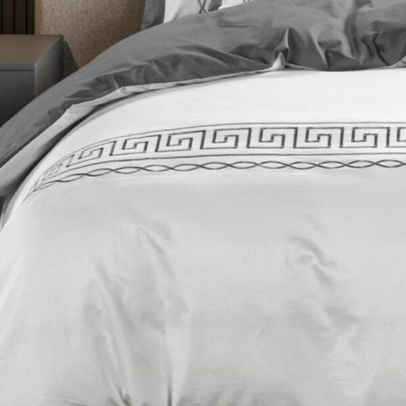 Egyptian Cotton Duvet Cover Queen Egyptian Cotton 400 Thread Count  Donatella White & Grey Duvet Cover Set (6984261763161)