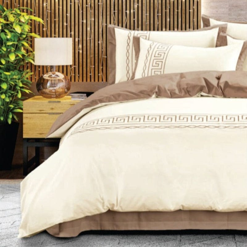 Egyptian Cotton Duvet Cover Queen Egyptian Cotton 400 Thread Count Giorgio Cream & Stone Duvet Cover Set (6984213266521)