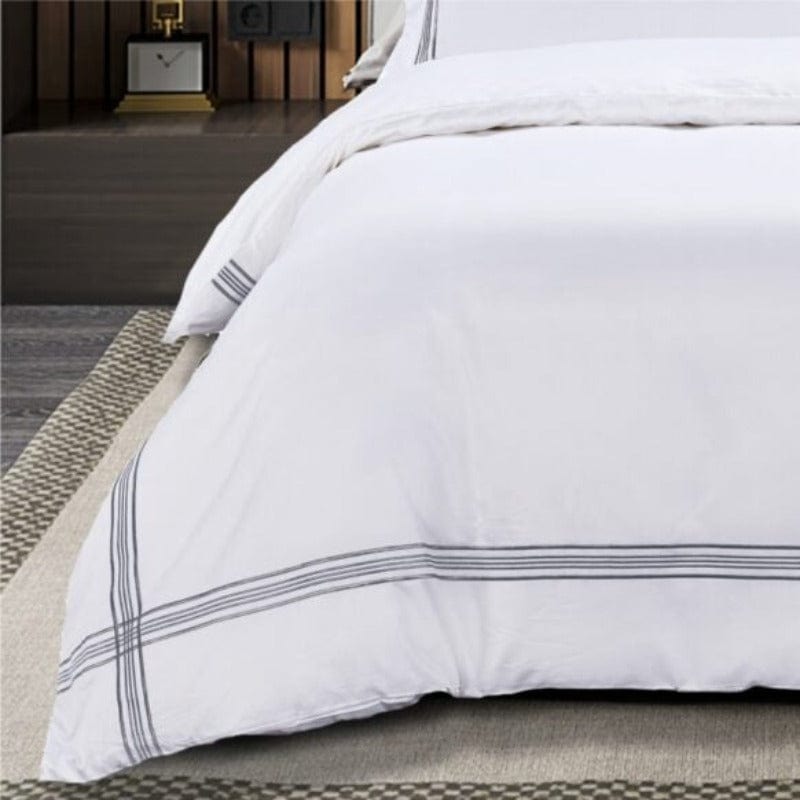 Egyptian Cotton Duvet Cover Queen Egyptian Cotton 400 Thread Count Giorgio White & Grey Duvet Cover Set (6984188067929)
