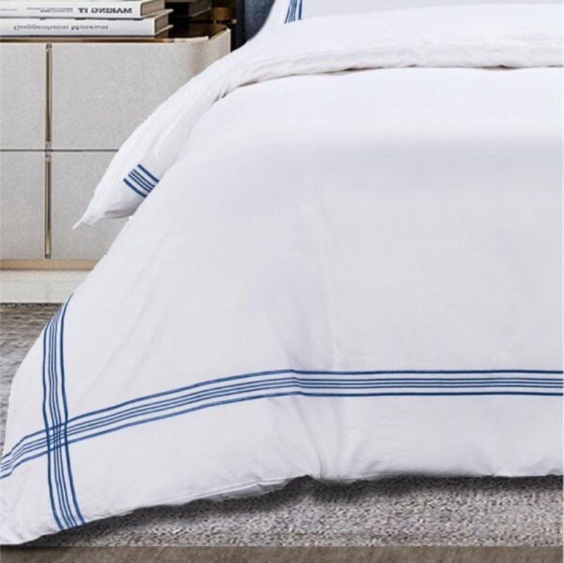 Egyptian Cotton Duvet Cover Queen Egyptian Cotton 400 Thread Count Giorgio White & Navy Duvet Cover Set (6984204189785)