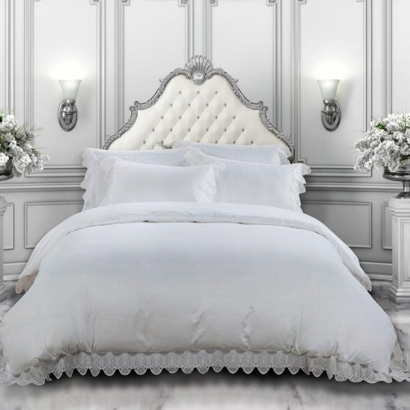 Egyptian Cotton Duvet Cover Queen Egyptian Cotton 400 Thread Count Windsor White  Duvet Cover Set (6708530577497)