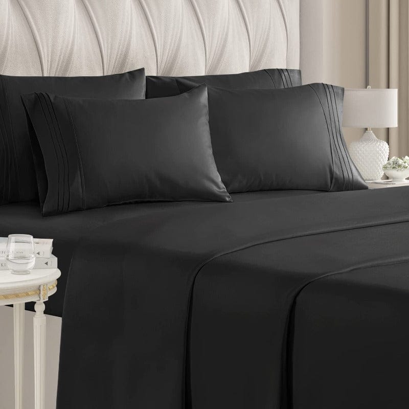 Egyptian Cotton FITTED SHEET Egyptian Cotton 400 Thread Count 100% Cotton Flat Sheet Black (7062953590873)
