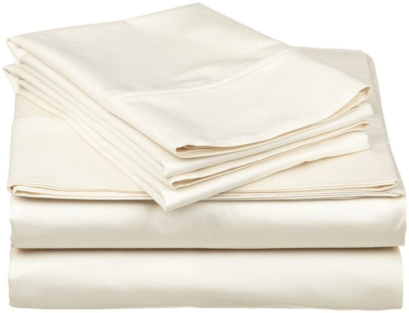Egyptian Cotton FLAT SHEET Queen Cream Flat Sheet  600 Thread Count Oxford Satin Stitched Egyptian Cotton 600 Thread Count Cream Flat Sheet (6555660353625)