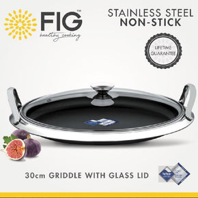 FIG POTS Fig Woks Griddle Pan Stainless Steel Non-Stick 30cm (6571462426713)