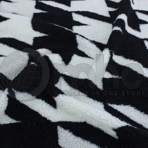 Fleece Dress Fabrics Printed Sherpa Fur Retro Ivory Fabric 145cm (7256335482969)