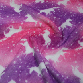 FLEECE Dress Fabrics Printed Unicorn Mongolian Fleece Pink 150 cm (6572983091289)