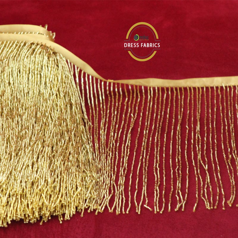 FRINGING Habby Gold Glass Beaded Fringing 25cm. (7061112029273)