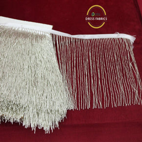 FRINGING Habby Silver Glass Beaded Fringing 25cm. (7061112029273)