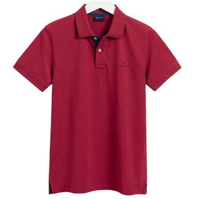 Gant Golf T Shirt S Gant Contrast Collar Pique Mahogny Red (7133420453977)