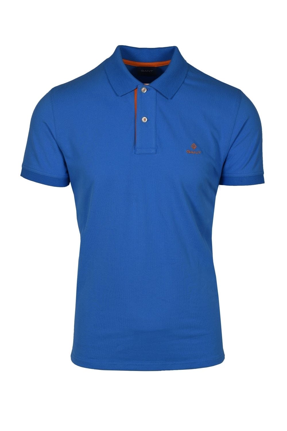 Gant Golf T Shirt S Gant Contrast Collar Pique Mid Blue (7138856566873)