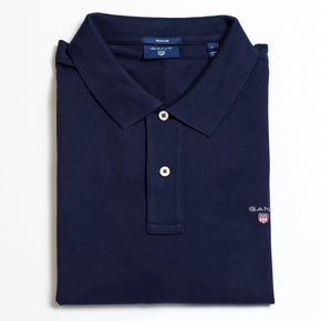 Gant S Gant Long Sleeve Pique Golfer Dark Blue (7016321777753)