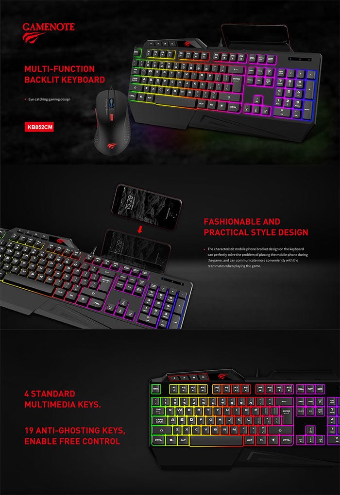 HAVIT Gaming Mouse Havit KB852CM Multi-function wired keyboard with Gaming Mouse (6682400620633)