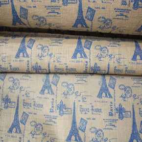 Hessian Printed Hexian Eifeel Tower  Light Blue 150cm (7003559067737)