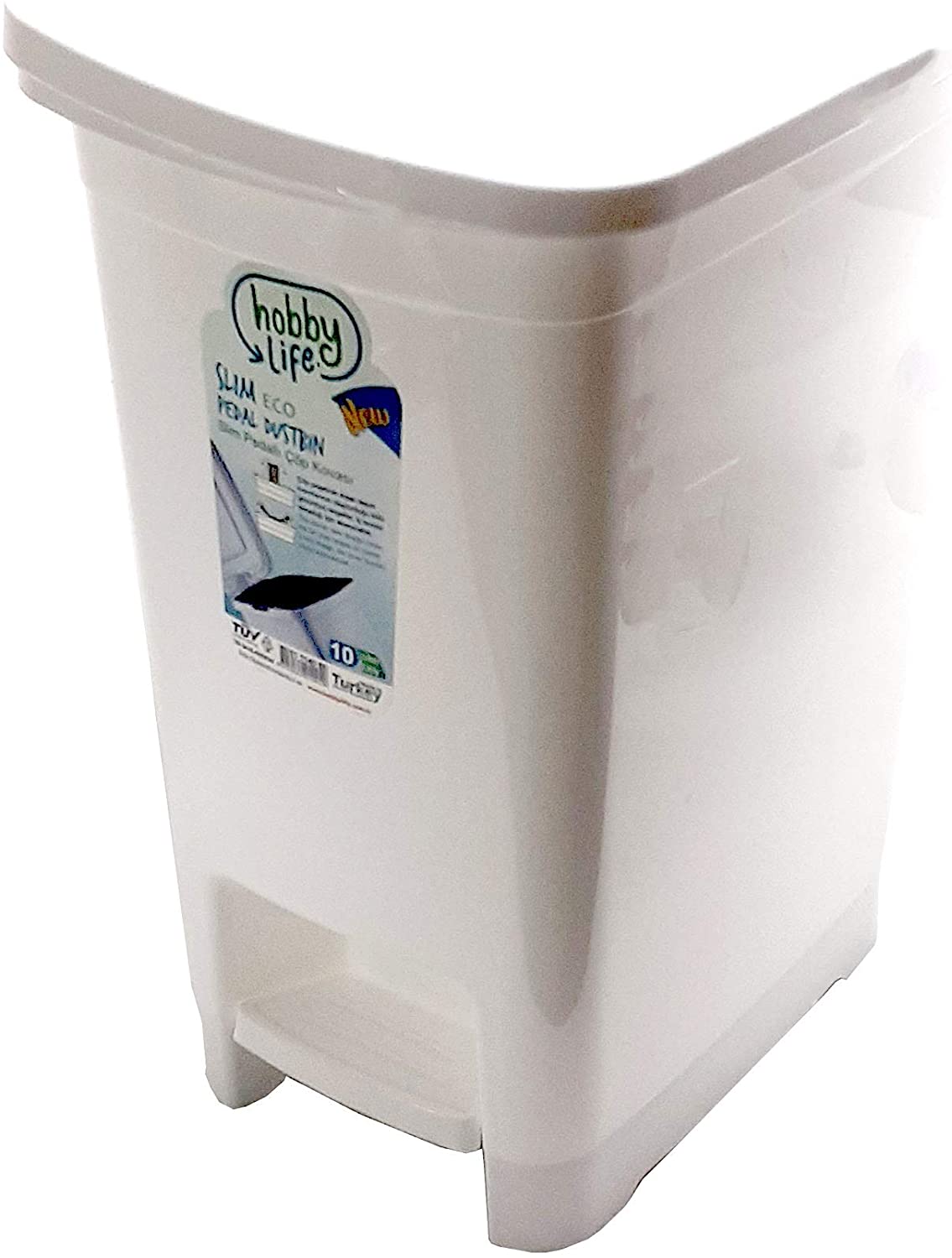 Hobby Life Decor Hobby Life Slim Eco Pedal Dustbin White 10 Litre (4719339503705)