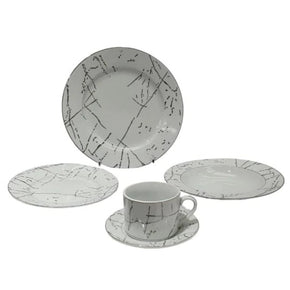 Homeware Dinner Plate Dinner Set 47 Piece Silver Rim And Silver Pattern SGN2444 (7209552183385)