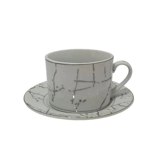 Homeware Dinner Plate Dinner Set 47 Piece Silver Rim And Silver Pattern SGN2444 (7209552183385)