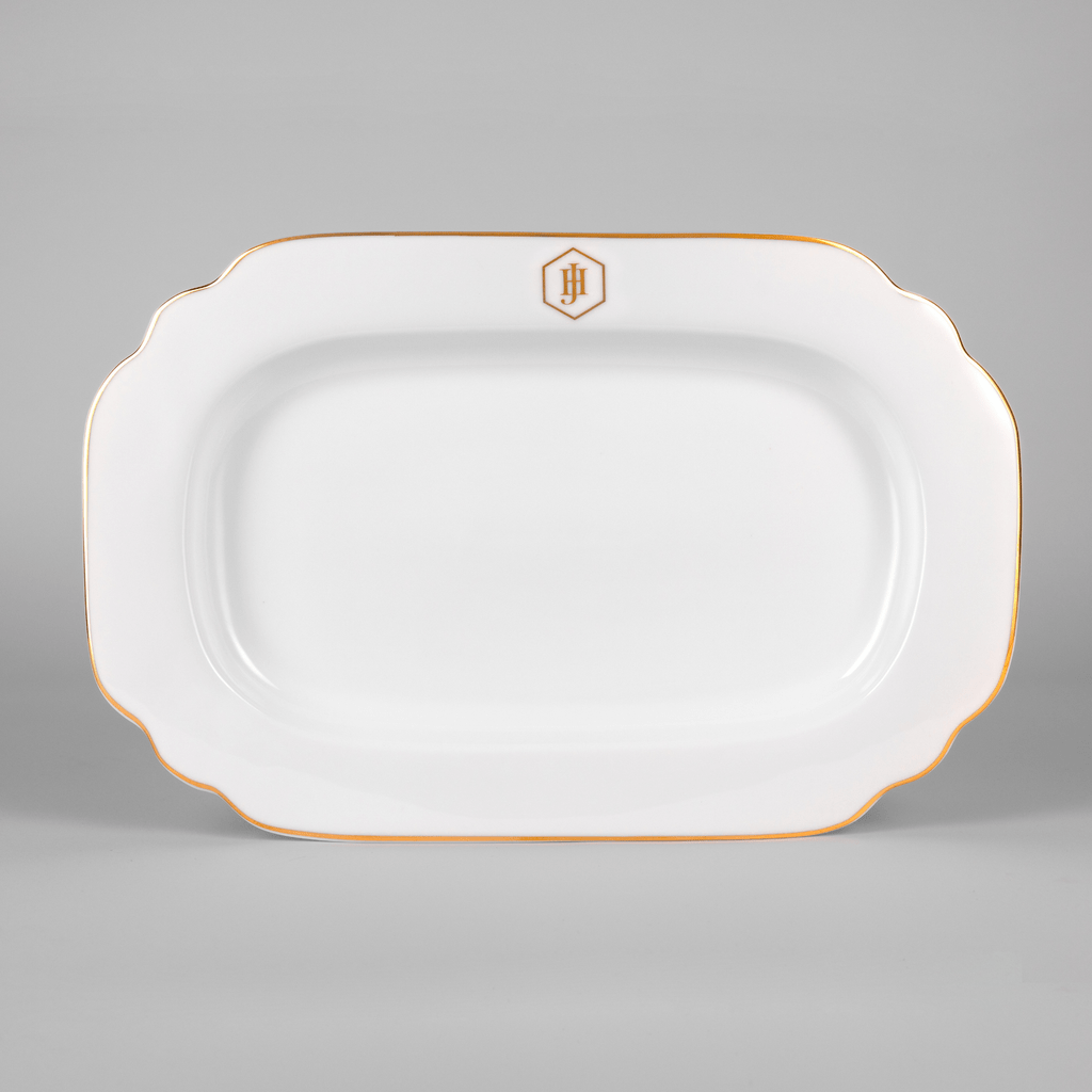 Jan Dinner Plate Jan Gold Rimmed Oval Platter JH-000030 (7208823816281)