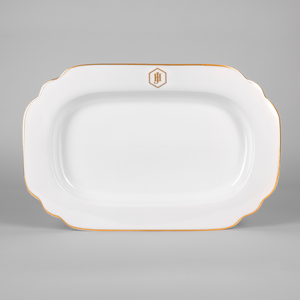 Jan Dinner Plate Jan Gold Rimmed Oval Platter JH-000030 (7208823816281)