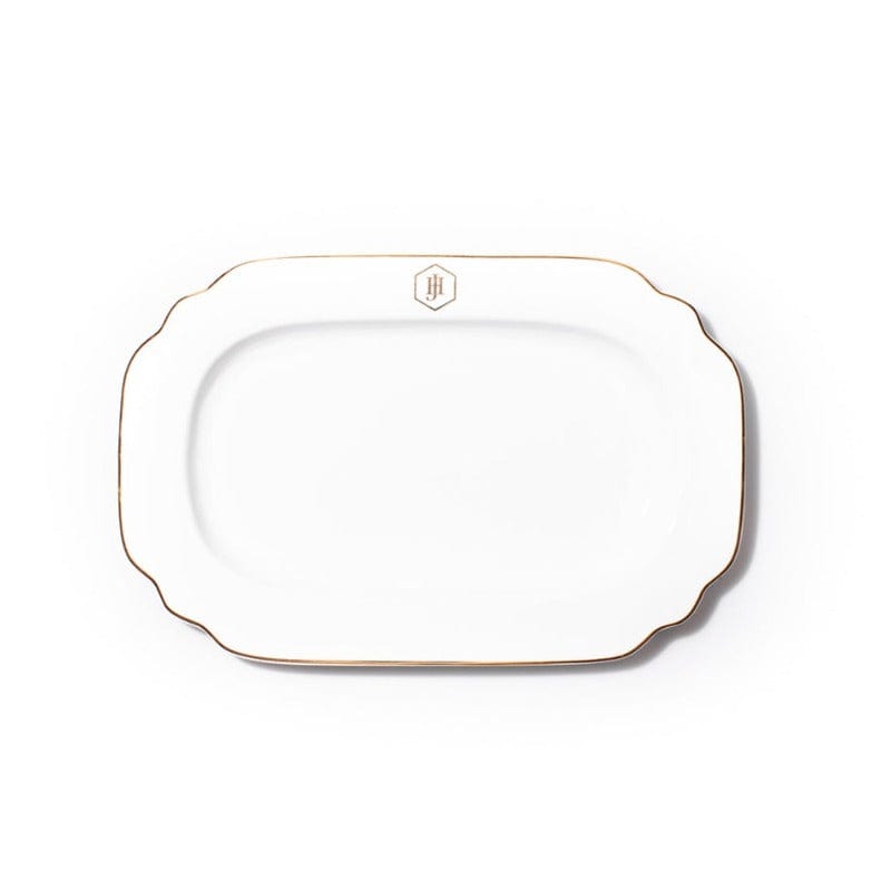Jan Dinner Plate Jan Gold Rimmed Oval Platter JH-000030 (7208823816281)