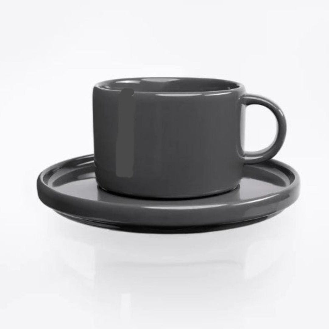 Jan MUGS Jan Flat Stackable Cup & Saucer Dark Grey 250ml JH-000057 (7134342578265)