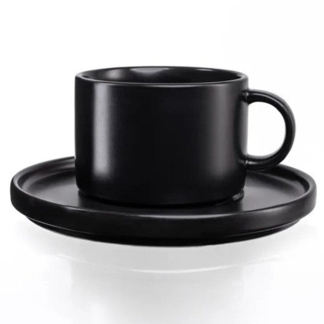 Jan MUGS Jan Flat Stackable Cup & Saucer Semi Matt Black 250ml JH-000068 (7135952732249)