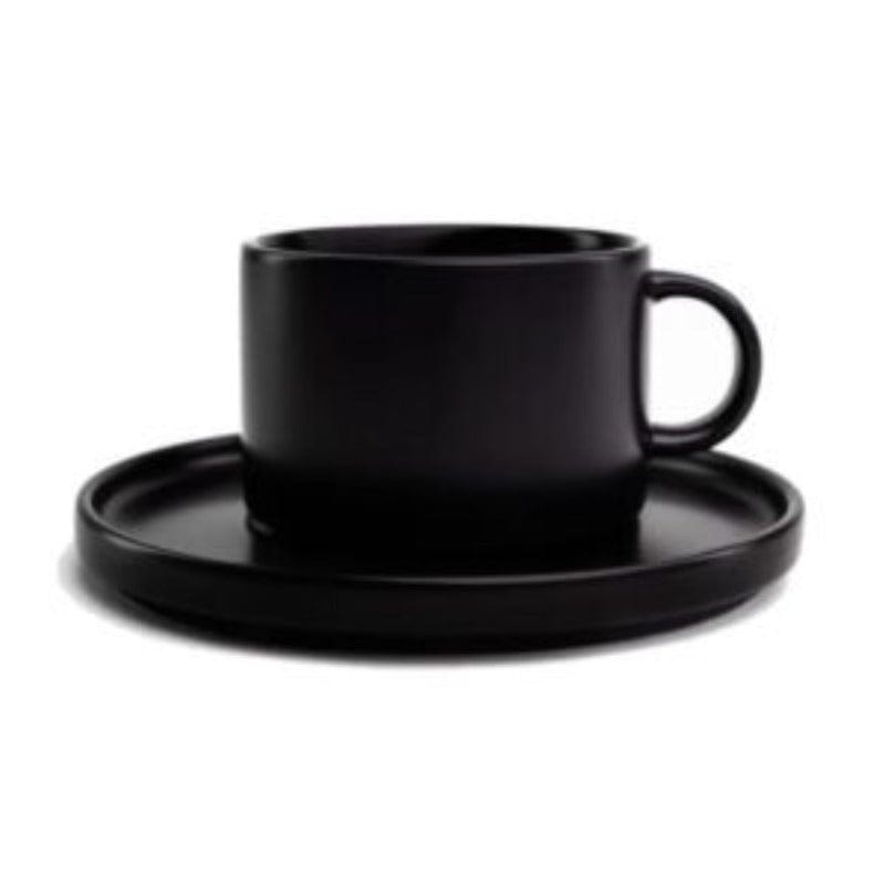 Jan MUGS Jan Flat Stackable Cup & Saucer Semi Matt Black 250ml JH-000068 (7135952732249)