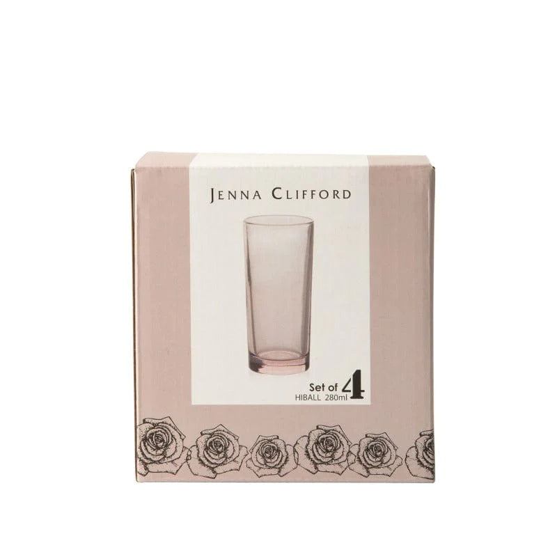 Jenna Clifford GLASS Jenna Clifford Solid Colour Hi Ball Pink Set Of 4 (2061593739353)