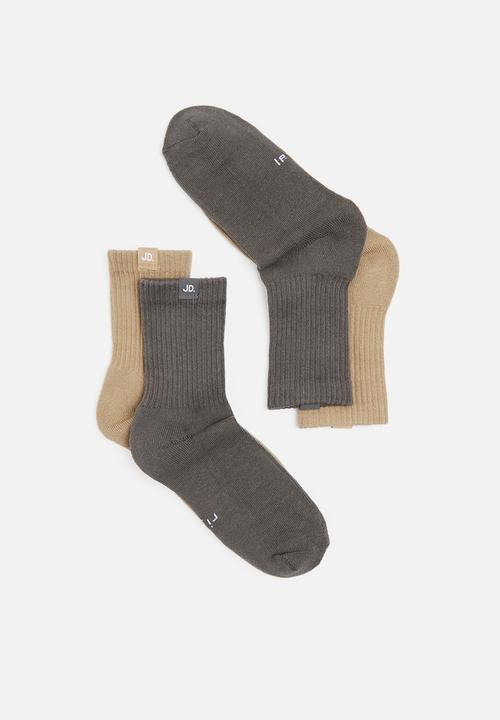 Jonathan D Socks Jonathan D Pack Branded Quater Crew Sox-Charcoal & Stone (7152065314905)