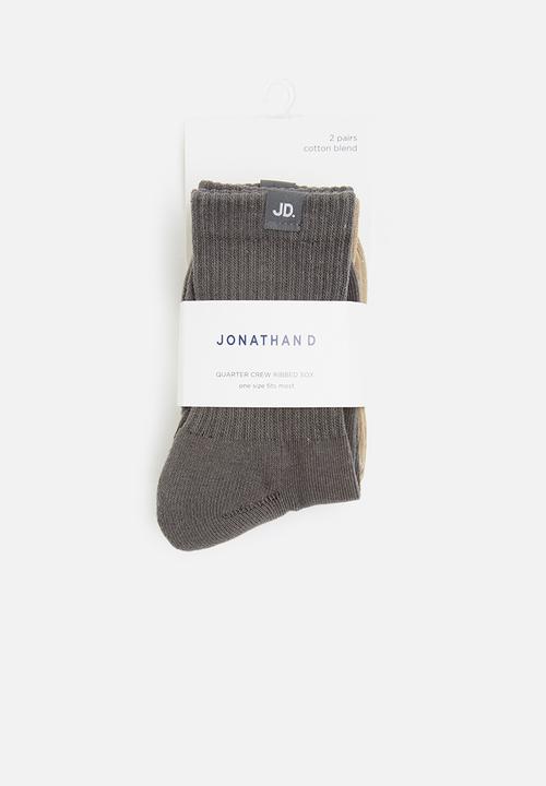 Jonathan D Socks Jonathan D Pack Branded Quater Crew Sox-Charcoal & Stone (7152065314905)