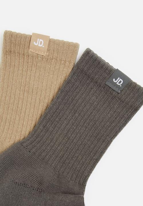Jonathan D Socks Jonathan D Pack Branded Quater Crew Sox-Charcoal & Stone (7152065314905)