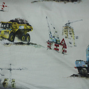 kiddies print Kids Fabrics Cotton Kids Fabric  Tractor Cream Print (6568566718553)