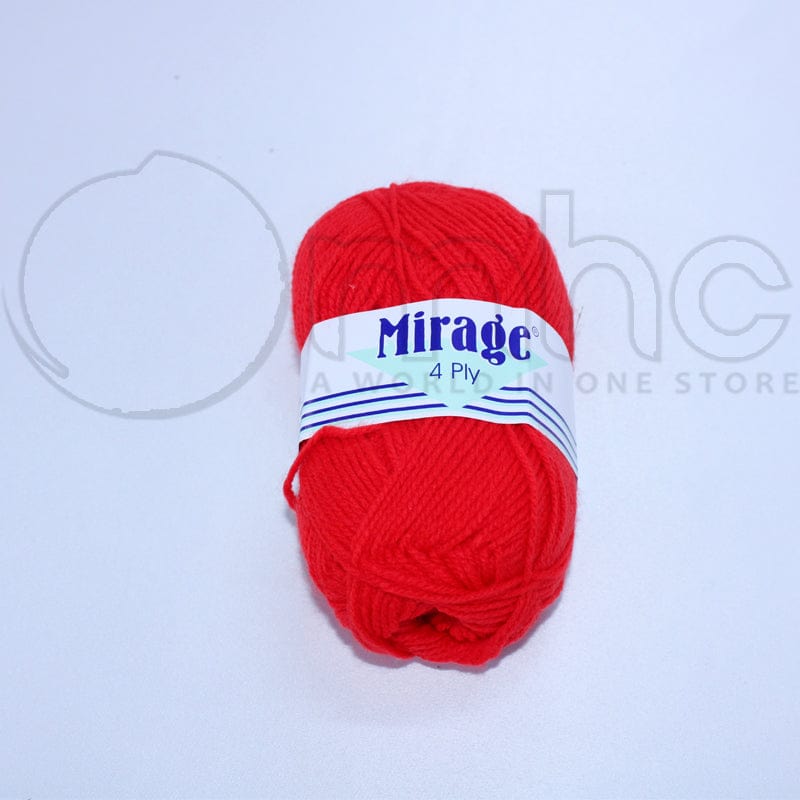 KNITTING Habby Mirage 4ply Acrylic Wool Bright Red 25g (Col. 009) (7268815011929)