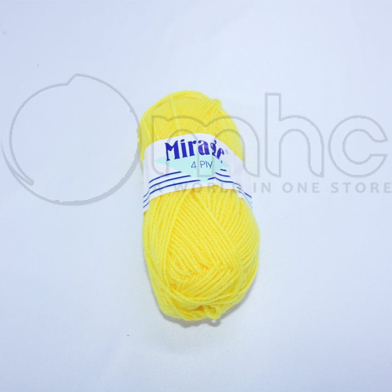 KNITTING Habby Mirage 4ply Acrylic Wool Bright Yellow 25g (Col. 138) (7268811735129)