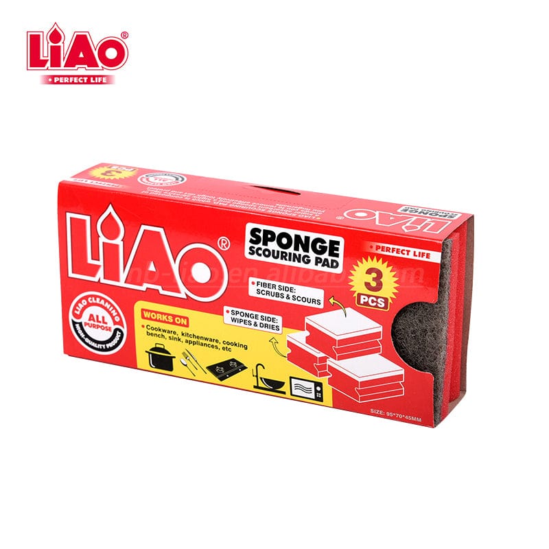 LIAO CLEANING LiAo Safe Grip Sponge Scourer Pack Of 3 (6550825599065)