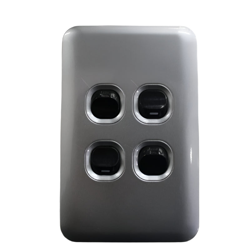 Lighting Accessories Silver 4l 1Way Switch/Socket P/P BLEL4W12S/F (7038793711705)