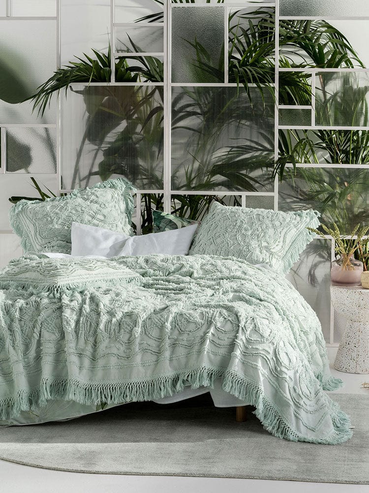 Linen House BEDSPREAD Linen House King Bed Cover Somers Mint Throw (7213055934553)