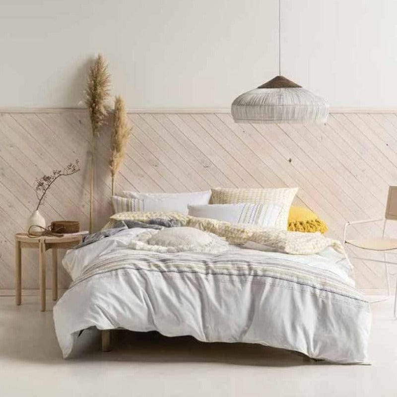 Linen House Duvet Cover Double Linen House Clancy Ochre Duvet Cover Set (2144672940121)