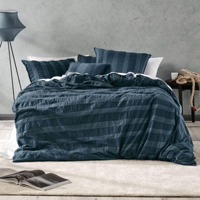 Linen House Duvet Cover Double Linen House Shrimpton Slate Duvet Cover Set (2061843202137)