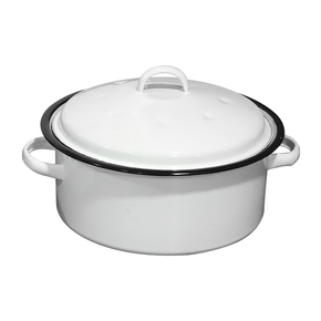 LK'S Mild Steel Pan LK'S Oval Casserole Medium White 5 Litre 118/28 (6952748580953)