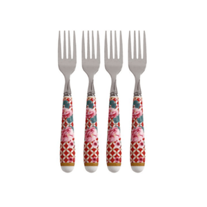 Maxwell & Williams Cake Fork Maxwell & Williams Teas & C's Silk Road Cake Fork Set of 4 Cherry Red (6875692367961)