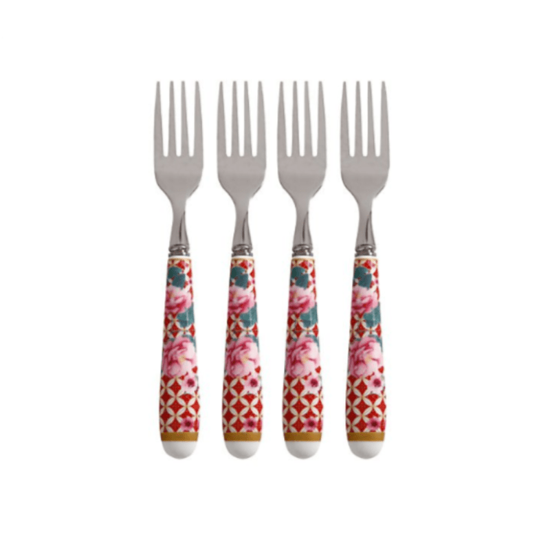 Maxwell & Williams Cake Fork Maxwell & Williams Teas & C's Silk Road Cake Fork Set of 4 Cherry Red (6875692367961)