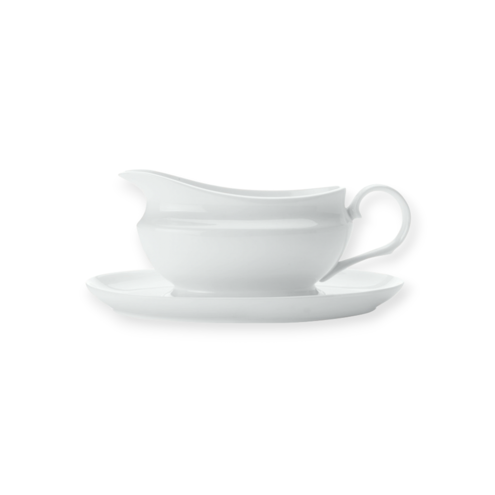 Maxwell & Williams Divided Maxwell & Williams White Basics Gravy Boat & Saucer 550ml P0424 (7262438162521)