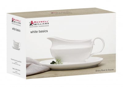 Maxwell & Williams Divided Maxwell & Williams White Basics Gravy Boat & Saucer 550ml P0424 (7262438162521)