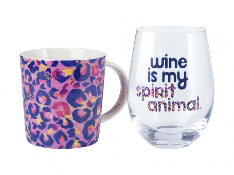 Maxwell & Williams MUG Maxwell & Williams Wild at Heart Mug & Glass Set Leopard Lilac 500ml DX1228 (7158874407001)