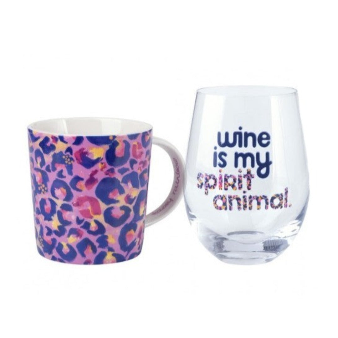 Maxwell & Williams MUG Maxwell & Williams Wild at Heart Mug & Glass Set Leopard Lilac 500ml DX1228 (7158874407001)