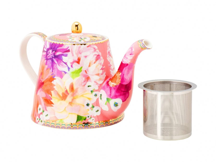 Maxwell & Williams Teapot Maxwell & Williams Dahlia Daze Teapot With Infuser 1lt Pink 1lt HV0354 (4429976272985)