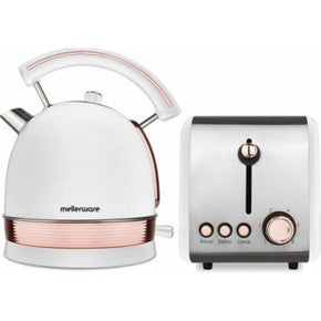 Mellerware TOASTER & KETTLE Mellerware Stainless Steel White Kettle And Toaster Rose Gold Set (7011102228569)