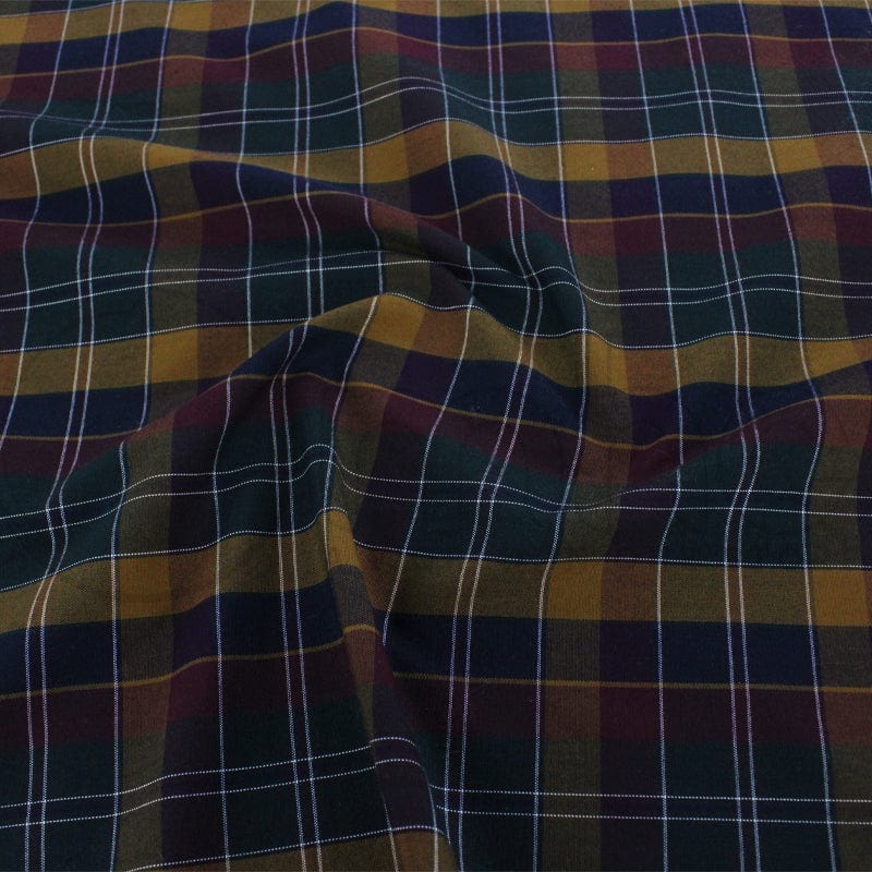 MHC World Dress Fabrics Tartan Check Mustard/Maroon Fabric 150cm (7221540913241)