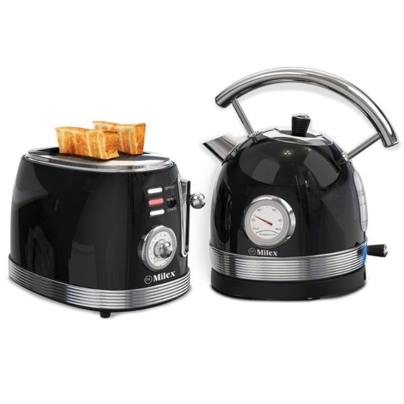 MILEX TOASTER & KETTLE Milex Retro-style Breakfast Combo Black MRC001BK (6954927652953)